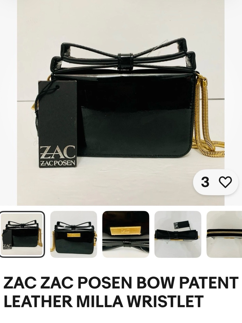 ZAC POSEN BOW PATENT LEATHER MILLA WRISTLET